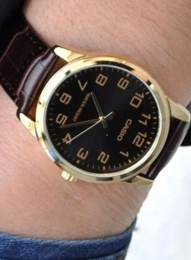 CASIO Men Leather Analog Wrist Watch MTP-V001GL-1BUDF - 45 mm - Brown - Image 4