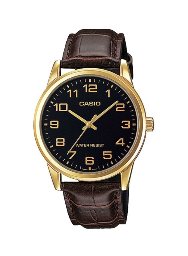 CASIO Men Leather Analog Wrist Watch MTP-V001GL-1BUDF - 45 mm - Brown - Image 1