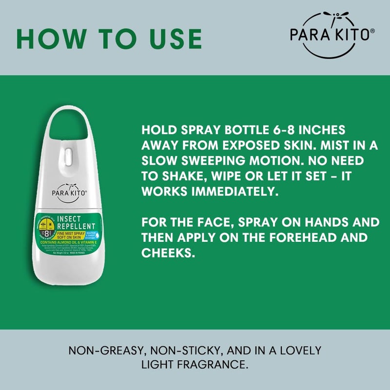 PARA'KITO Mosquito, Ticks & Insect Spray- DEET Free, Citronella Essential Oil, Water & Sweat Resistant, Mosquito Bite Protection in Camping, Hiking, Travel Outdoor Activities (2.2oz) - Image 4