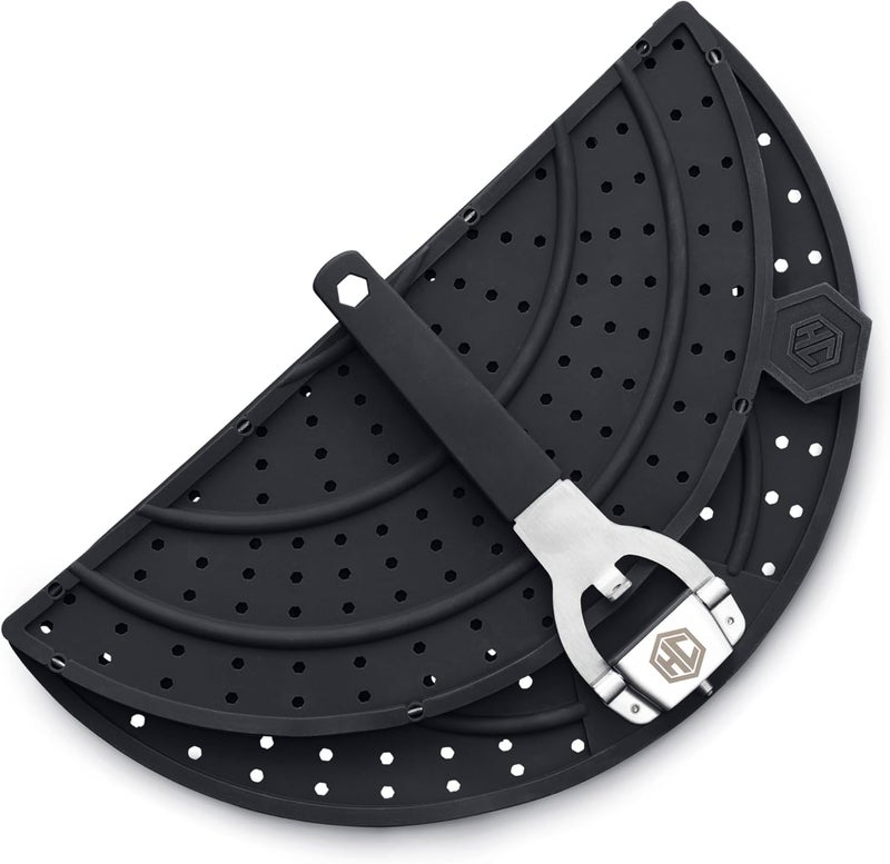 HexClad Grease Splatter Screen for Frying and Searing, Fits ’s 10 and 12-inch Pans, Dishwasher-Safe, Folding Design, Heat-Safe to 480°F, Stay-Cool Locking Handle, Silicone and Stainless Steel - Image 3