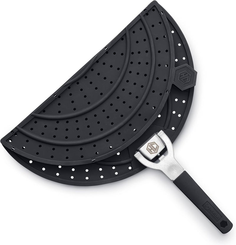 HexClad Grease Splatter Screen for Frying and Searing, Fits ’s 10 and 12-inch Pans, Dishwasher-Safe, Folding Design, Heat-Safe to 480°F, Stay-Cool Locking Handle, Silicone and Stainless Steel - Image 2