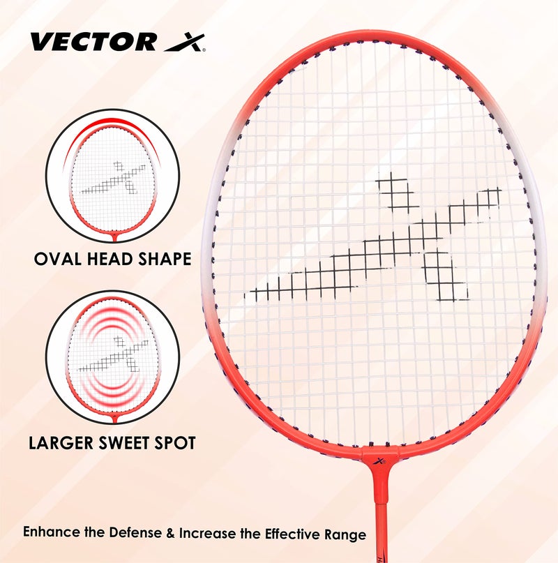 Vector X VXB-150 Badminton Racquet (1 PC Racquet, Red) - Image 2