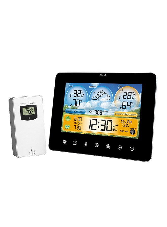 Generic Weather Station Indoor Outdoor Thermometer with Remote Sensors and Touch Color Screen Weather Thermometer Forecast Station  - Image 1
