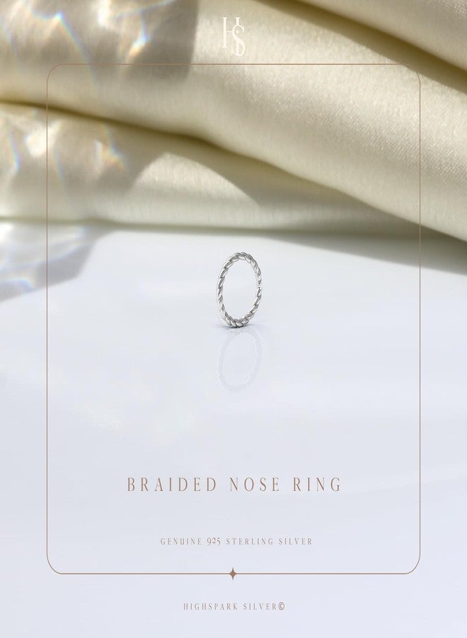 HighSpark 925 Silver Nose Ring | No Piercing Required | 92.5 Sterling Silver & Textured Classic Nose Ring for Women & Girls - Image 3