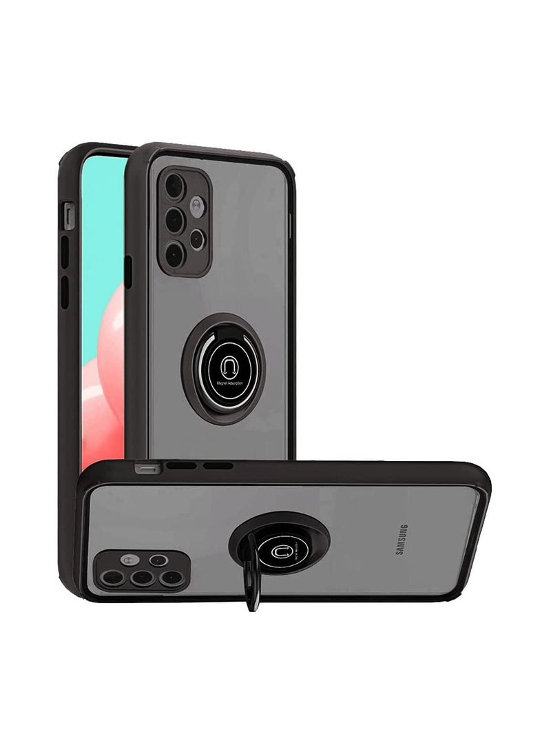 Matte Back Cover case with 360 rotational Car Mount Magnetic Ring Holder for Samsung A52 5G black