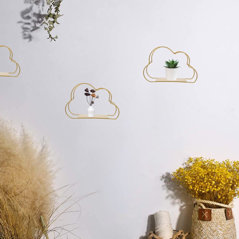 2pcs Floating Cloud Wall Shelf Wall Hanging Adornment Home Ornament Wall Organizer - Image 4