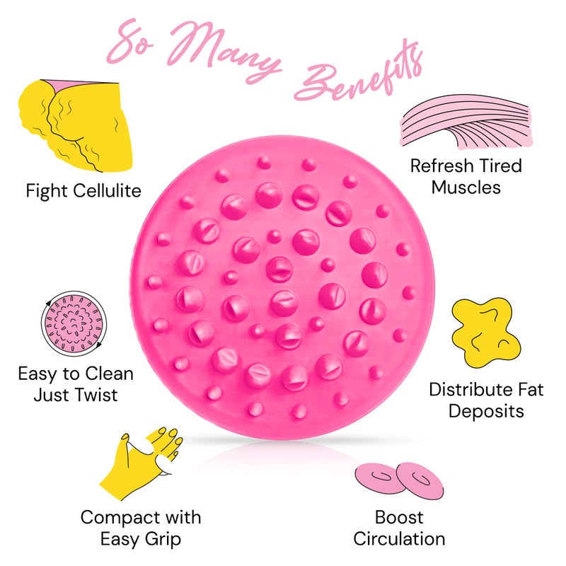 Scala Silicone Anti Cellulite Massager, Body Shower Scrubber, Cellulite Remover - Improve Circulation, Distribute Fat Deposits, Body Massager, Exfoliator, Fat Roller Use with Creams and Oils - Pink - Image 3