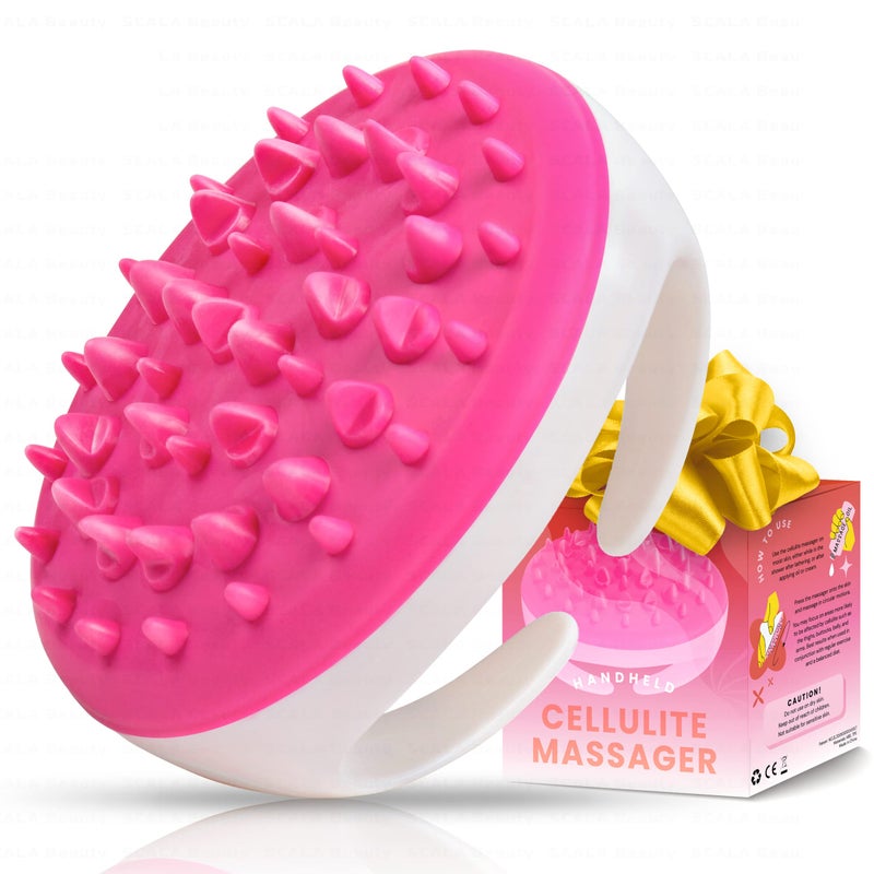Scala Silicone Anti Cellulite Massager, Body Shower Scrubber, Cellulite Remover - Improve Circulation, Distribute Fat Deposits, Body Massager, Exfoliator, Fat Roller Use with Creams and Oils - Pink - Image 1