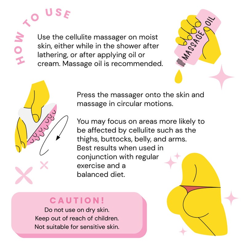 Scala Silicone Anti Cellulite Massager, Body Shower Scrubber, Cellulite Remover - Improve Circulation, Distribute Fat Deposits, Body Massager, Exfoliator, Fat Roller Use with Creams and Oils - Pink - Image 4