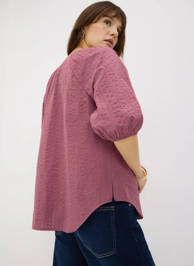 ماتلان Raspberry Seersucker Tea Blouse