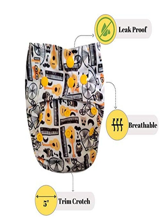 Apple Blossoms Reusable Cloth diaper for babies 3M to 3Y | CPSIA Certified 300+wash |Washable & Adjustable Snap Button | pack includes 1 Diaper with 2 organic Bamboo cotton inserts - Image 3