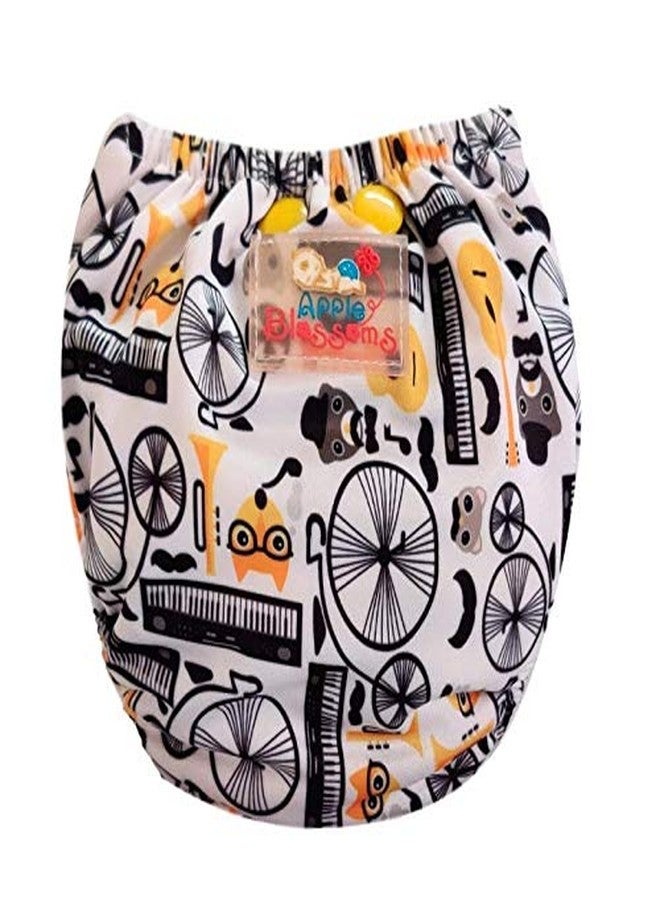 Apple Blossoms Reusable Cloth diaper for babies 3M to 3Y | CPSIA Certified 300+wash |Washable & Adjustable Snap Button | pack includes 1 Diaper with 2 organic Bamboo cotton inserts - Image 2