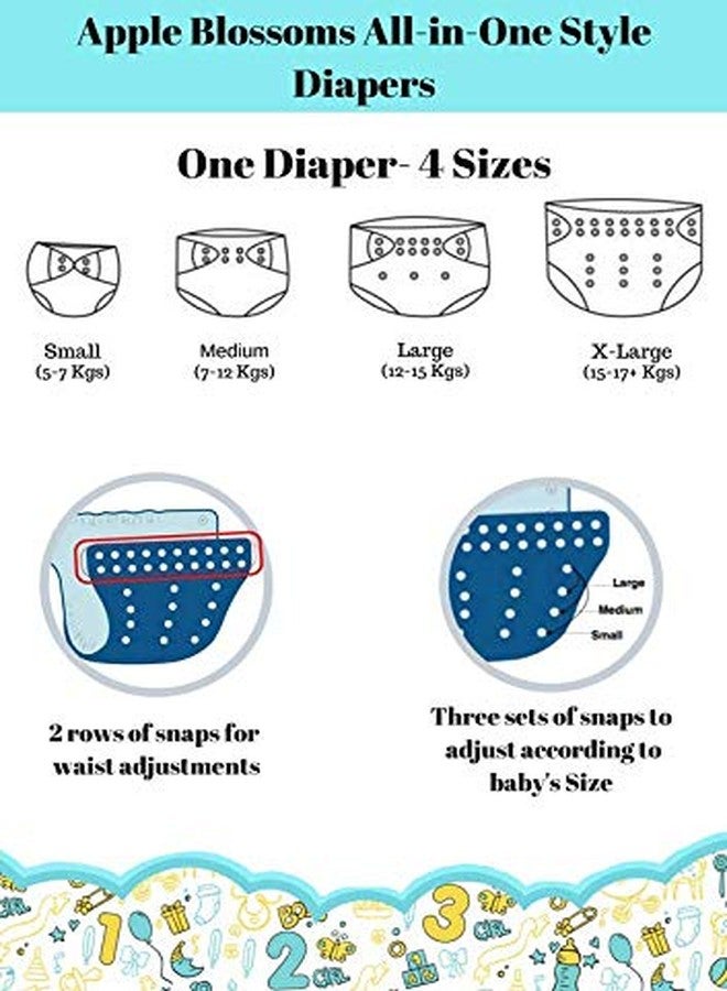 Apple Blossoms Reusable Cloth diaper for babies 3M to 3Y | CPSIA Certified 300+wash |Washable & Adjustable Snap Button | pack includes 1 Diaper with 2 organic Bamboo cotton inserts - Image 4