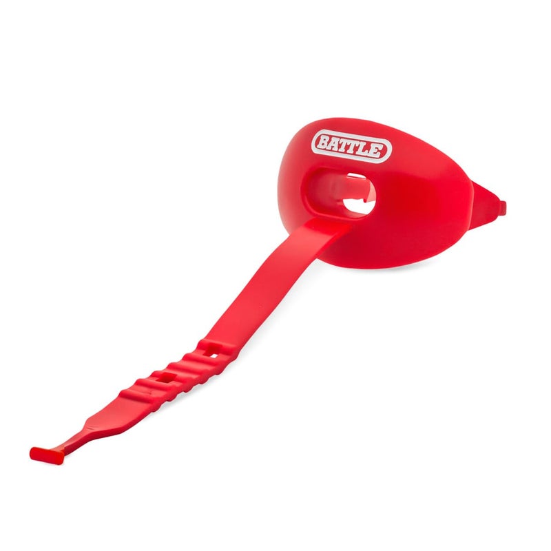 Battle Oxygen Lip Protector Mouth Guard with Connected Strap, Football and Sports Gear, Maximum Oxygen Supply, Mouthpiece Fits With or Without Braces - One Size, Light Red - Image 2