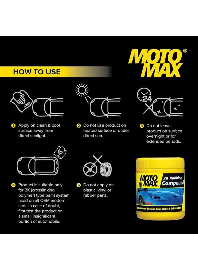 Motomax 2K Rubbing Compound 100g | Removes Minor Scratches, Swirl Marks, Paint defect and Oxidization from metal surfaces on Cars, Bike, Motorbikes | Removes dirt, grime, stains to make surface glossy - Image 4