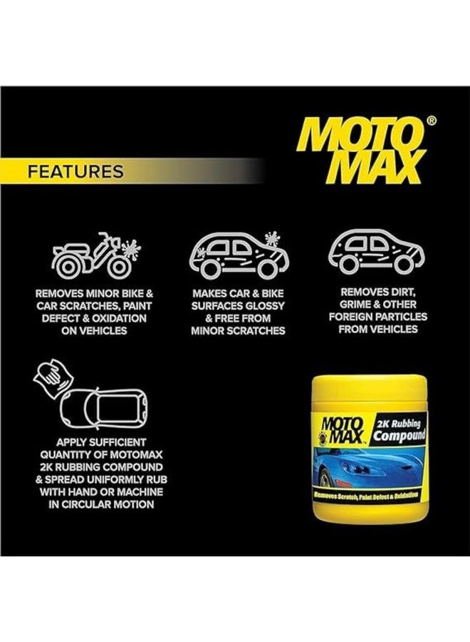Motomax 2K Rubbing Compound 100g | Removes Minor Scratches, Swirl Marks, Paint defect and Oxidization from metal surfaces on Cars, Bike, Motorbikes | Removes dirt, grime, stains to make surface glossy - Image 3