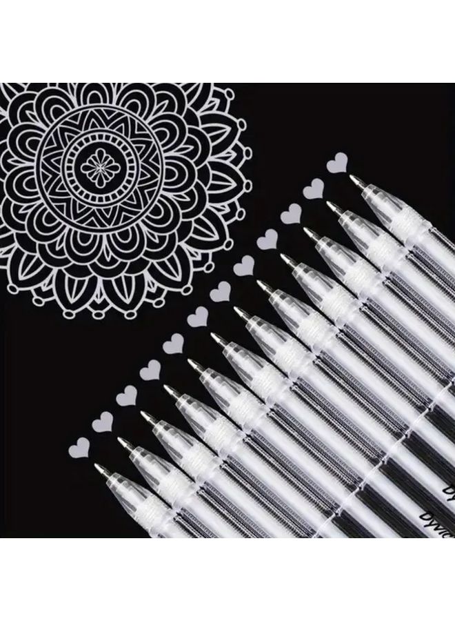 Golden 12pcs Platinum Silver Gel Pens Ultra Fine 0.5 Mm For Black Paper Drawing - Image 4