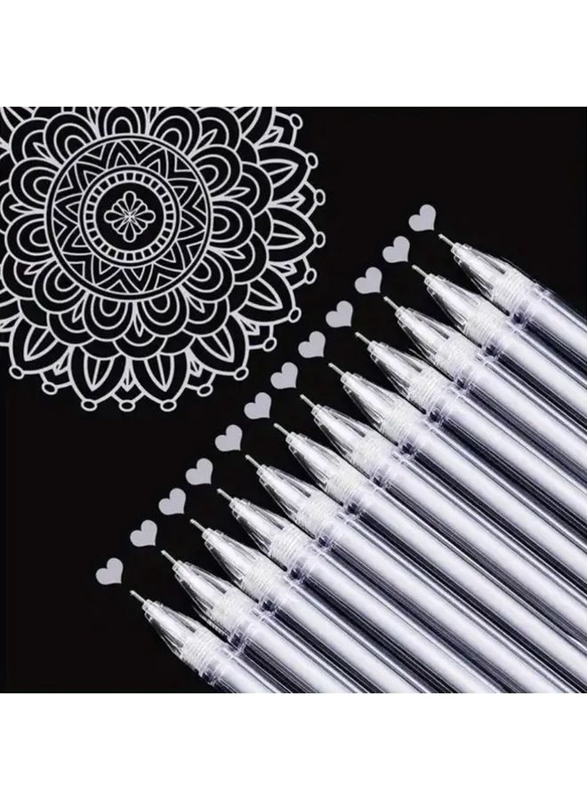 Golden 12pcs Platinum Silver Gel Pens Ultra Fine 0.5 Mm For Black Paper Drawing - Image 5