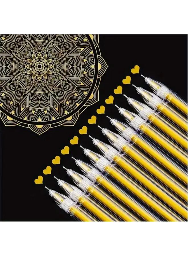 Golden 12pcs Platinum Silver Gel Pens Ultra Fine 0.5 Mm For Black Paper Drawing - Image 2