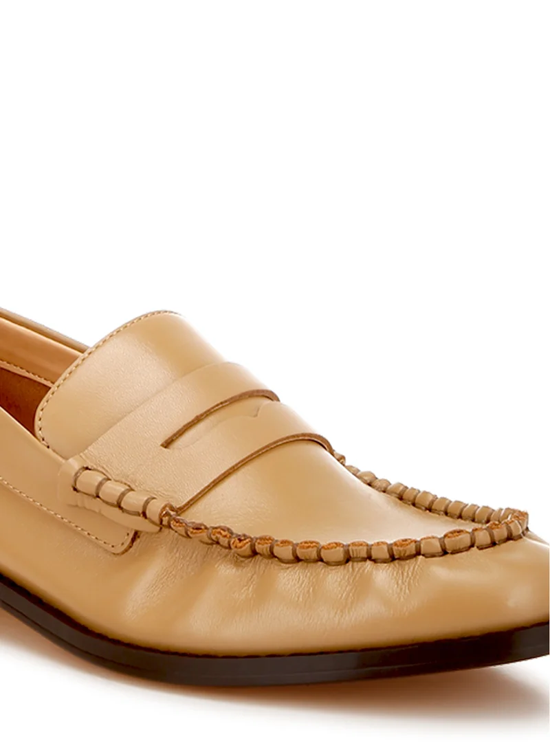 London Rag Genuine Leather Loafers in Beige