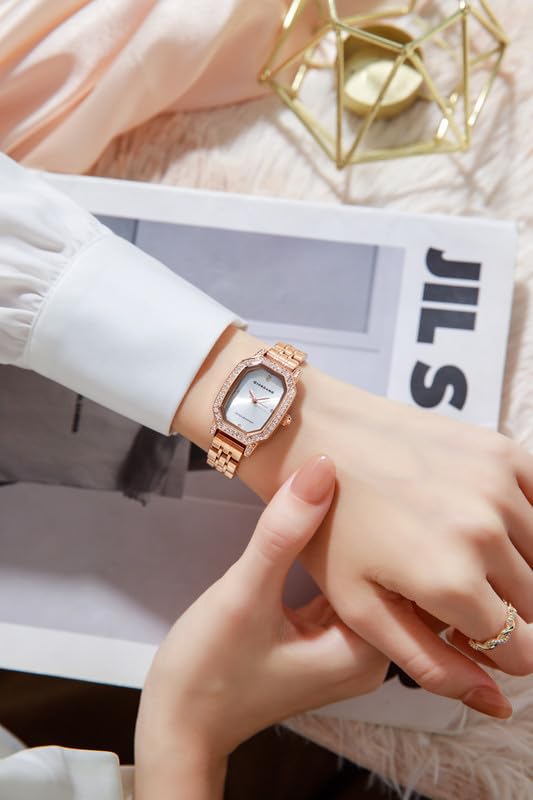 Giordano Analog Watch for Women – Classic Octagonal Dial, Diamond Bezel, Quartz Movement, Rose Gold Stainless Steel Strap and Water Resistant- GZ-60114 - Image 2