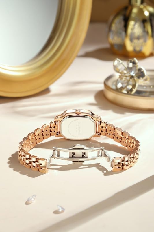 Giordano Analog Watch for Women – Classic Octagonal Dial, Diamond Bezel, Quartz Movement, Rose Gold Stainless Steel Strap and Water Resistant- GZ-60114 - Image 5