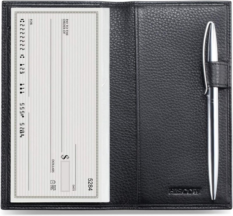 HISCOW Supple Leather Checkbook Cover with Free Divider - Italian Calfskin - Image 1