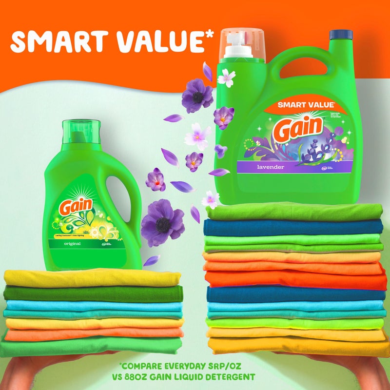 Gain Liquid Laundry Detergent, Lavender Scent, 154 fl oz, 107 loads, HE compatible, Laundry Detergent Liquid Soap - Image 3