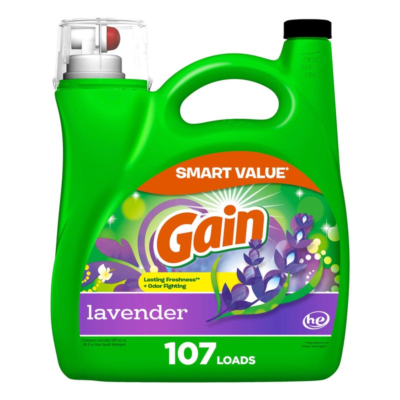 Gain Liquid Laundry Detergent, Lavender Scent, 154 fl oz, 107 loads, HE compatible, Laundry Detergent Liquid Soap - Image 1