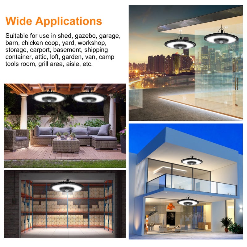 180LEDs Solar Powered Pendant Lamp Wall Lamp Garage Light Motion Sensor Light Outdoor Waterproof Hanging Lights with Remote Controller - Image 5