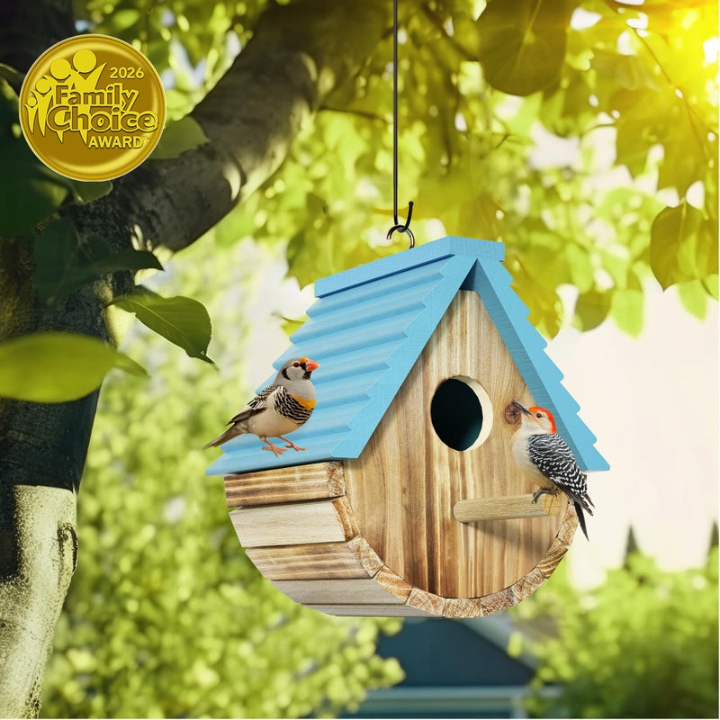 Auslar Bird House, Auslar Wooden Bird Houses for Outside, Birdhouse for Outdoors, Hanging Bluebird House for Cardinals Finch Wren Swallow for Garden Viewing - Image 2
