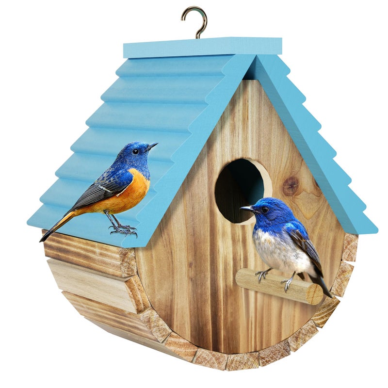Auslar Bird House, Auslar Wooden Bird Houses for Outside, Birdhouse for Outdoors, Hanging Bluebird House for Cardinals Finch Wren Swallow for Garden Viewing - Image 1