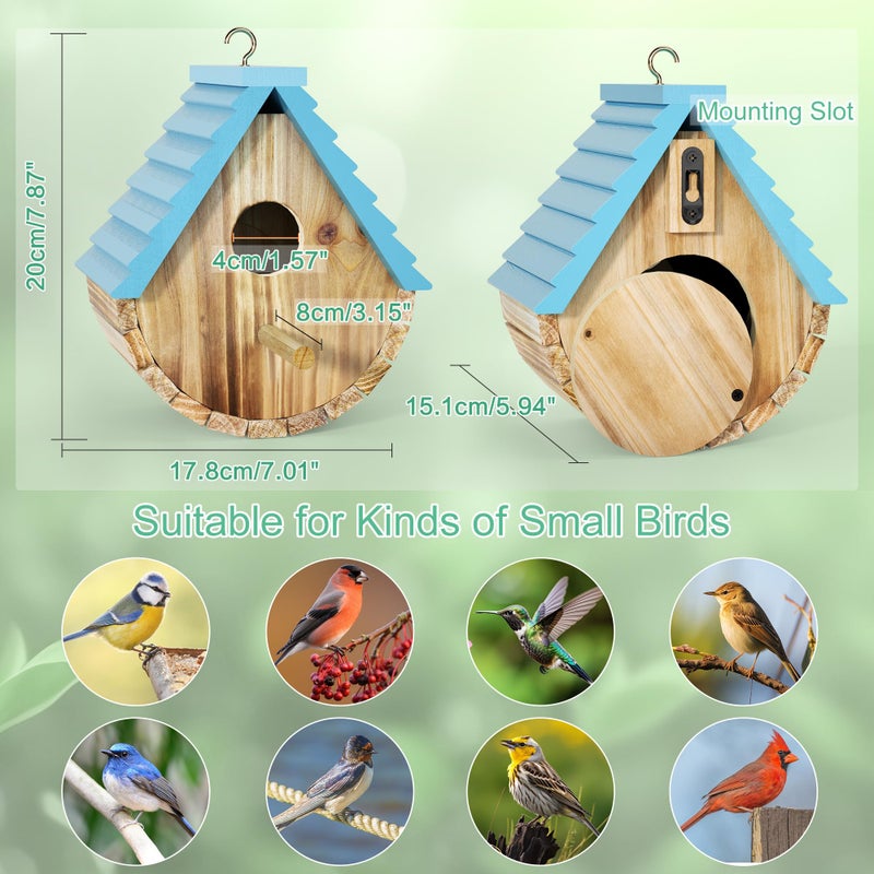 Auslar Bird House, Auslar Wooden Bird Houses for Outside, Birdhouse for Outdoors, Hanging Bluebird House for Cardinals Finch Wren Swallow for Garden Viewing - Image 5