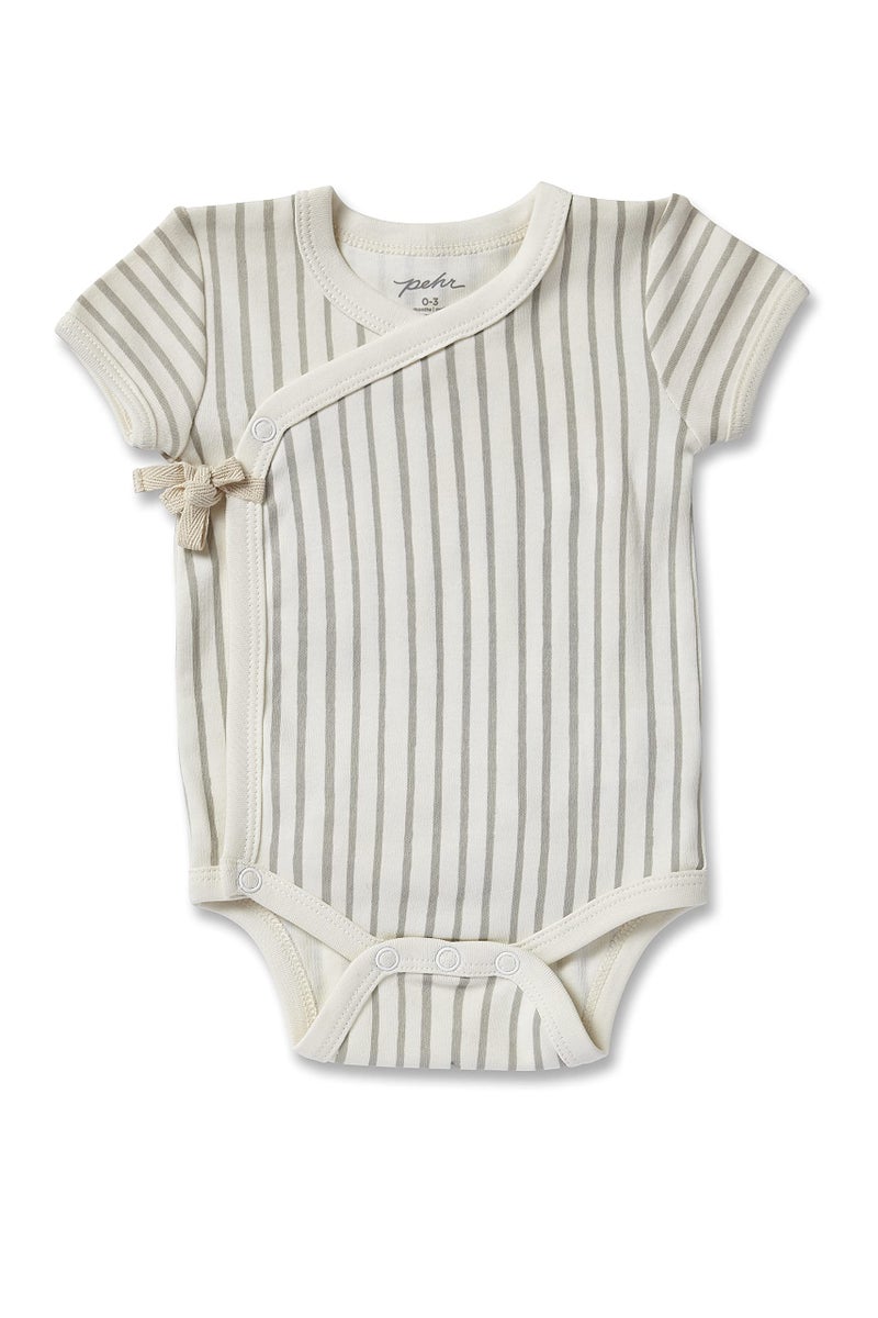 PEHR Short Sleeve Kimono OnePiece Stripes Away Pebble 1218 mos