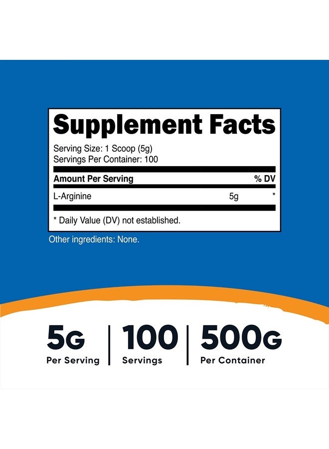 Nutricost مسحوق إل-أرجينين 500 جرام (1.1 رطل) - مسحوق إل-أرجينين نقي - 5000 مجم لكل وجبة؛ 100 وجبة - Image 4