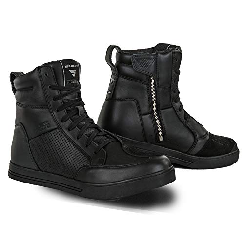 SHIMA Blake Motorcycle Shoes for men - Leather, Breathable, Reinforced Street Riding Shoes with Side Zipper, Ankle Support, Anti-Slip Sole, Gear Pad (Black, 12.5) - Image 1