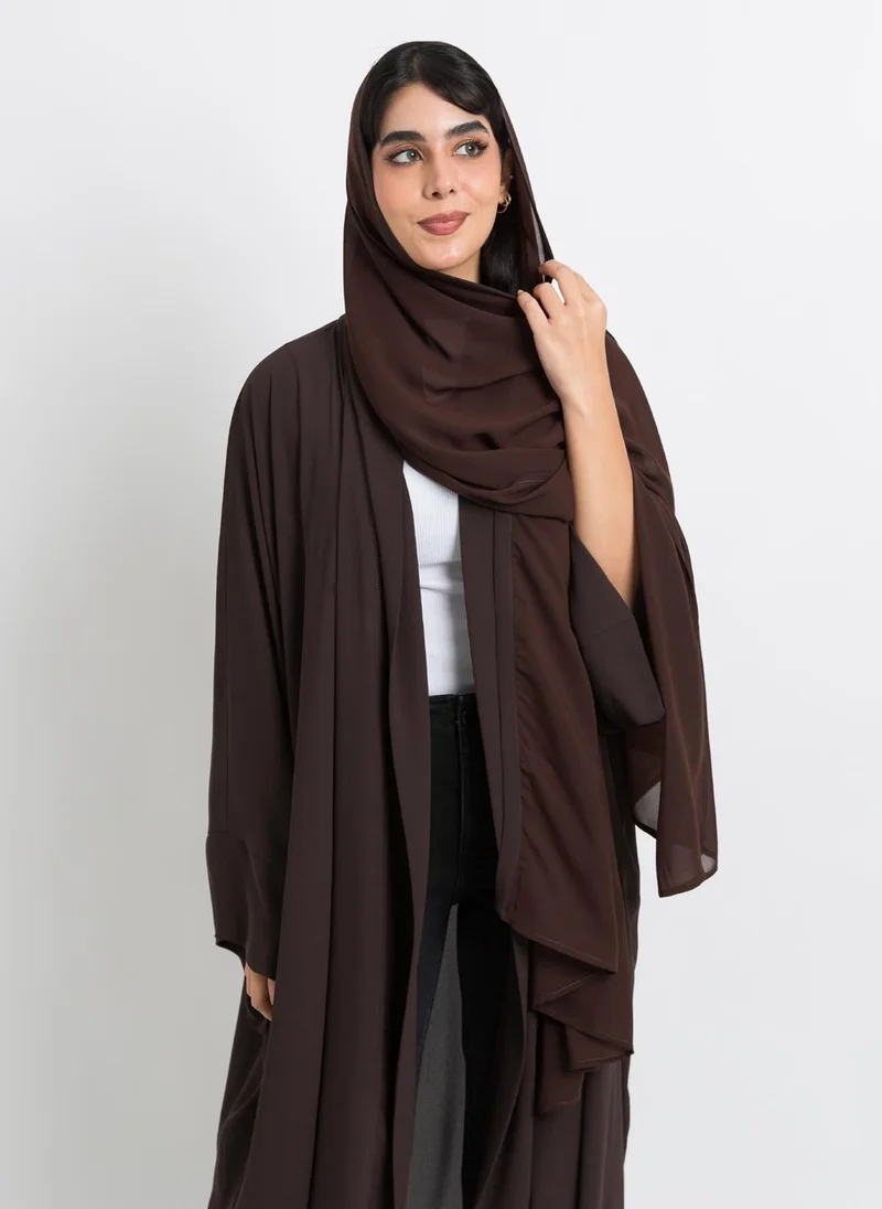 كاف ميم عباية فلوستايل بني غامق في بني غامق