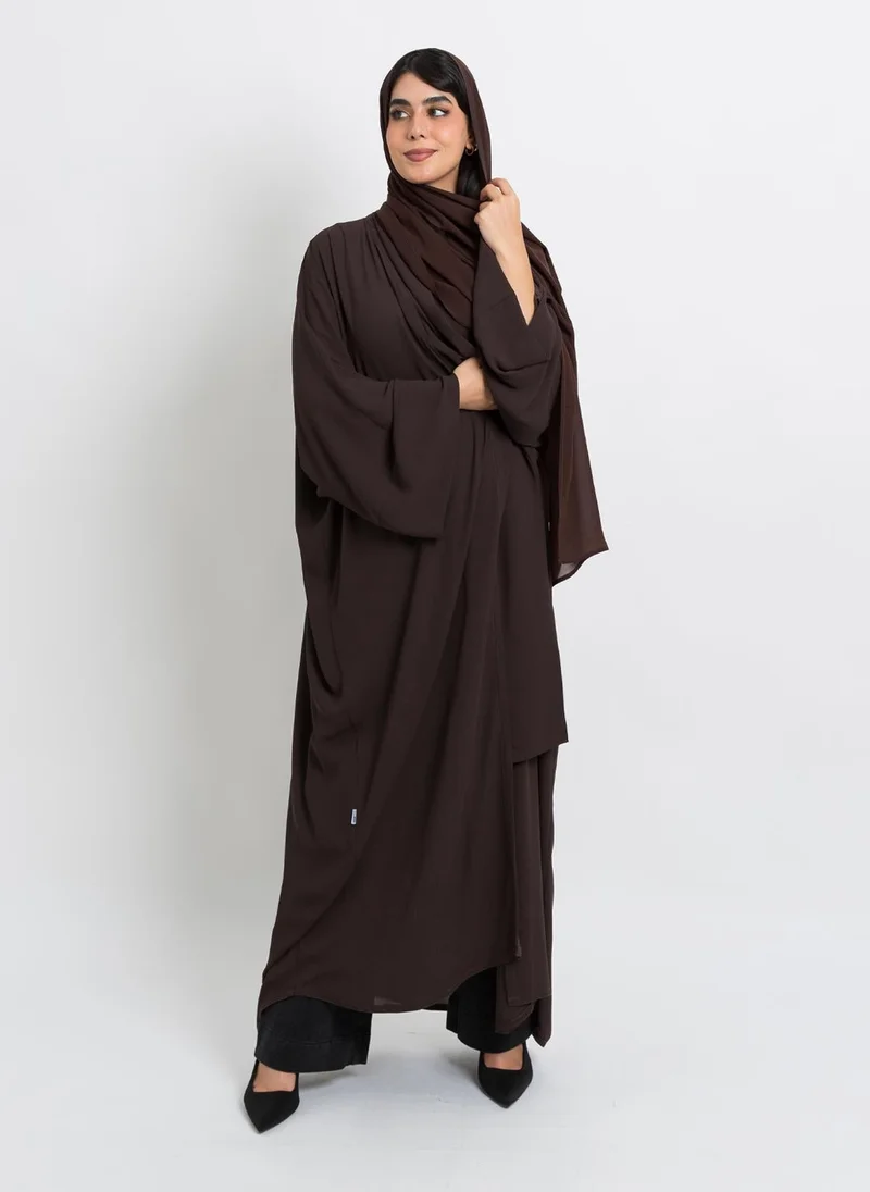 كاف ميم عباية فلوستايل بني غامق في بني غامق