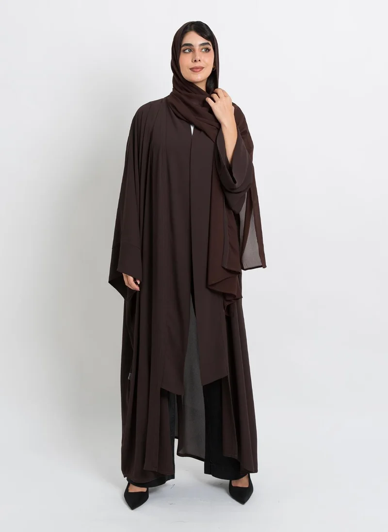 Kaafmeem Dark Brown on Dark Brown Flowstyle Abaya