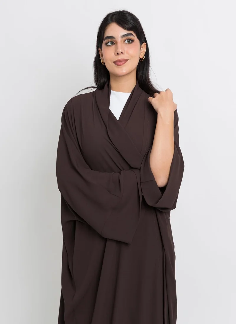 Kaafmeem Dark Brown on Dark Brown Flowstyle Abaya