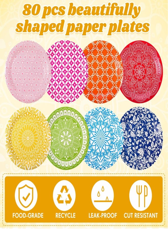 Suttmin 80 Pcs 7 Inch Colored Paper Plates Colorful Disposable Party Plates Multicolor Dessert Cake Plates Decoration for Birthday Baby Shower Graduation Party Supplies - Image 3