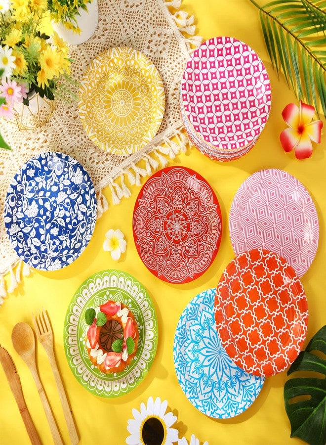 Suttmin 80 Pcs 7 Inch Colored Paper Plates Colorful Disposable Party Plates Multicolor Dessert Cake Plates Decoration for Birthday Baby Shower Graduation Party Supplies - Image 5