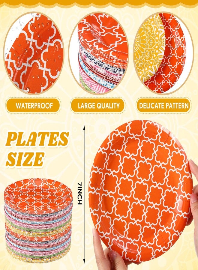 Suttmin 80 Pcs 7 Inch Colored Paper Plates Colorful Disposable Party Plates Multicolor Dessert Cake Plates Decoration for Birthday Baby Shower Graduation Party Supplies - Image 2