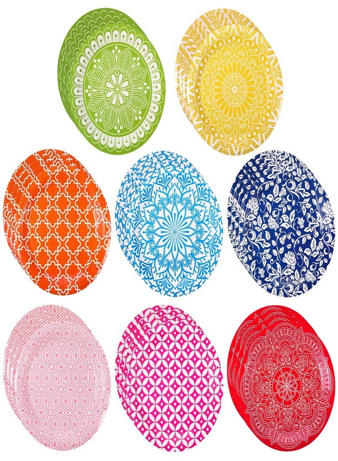 Suttmin 80 Pcs 7 Inch Colored Paper Plates Colorful Disposable Party Plates Multicolor Dessert Cake Plates Decoration for Birthday Baby Shower Graduation Party Supplies - Image 1