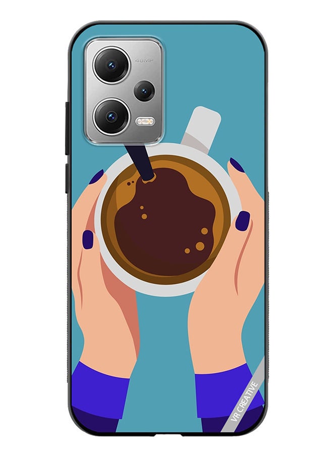 VR CREATIVE Protective Case Cover For Xiaomi Redmi Note 12 Female Hands Holding Cup Of Coffee Design Multicolour - Image 1