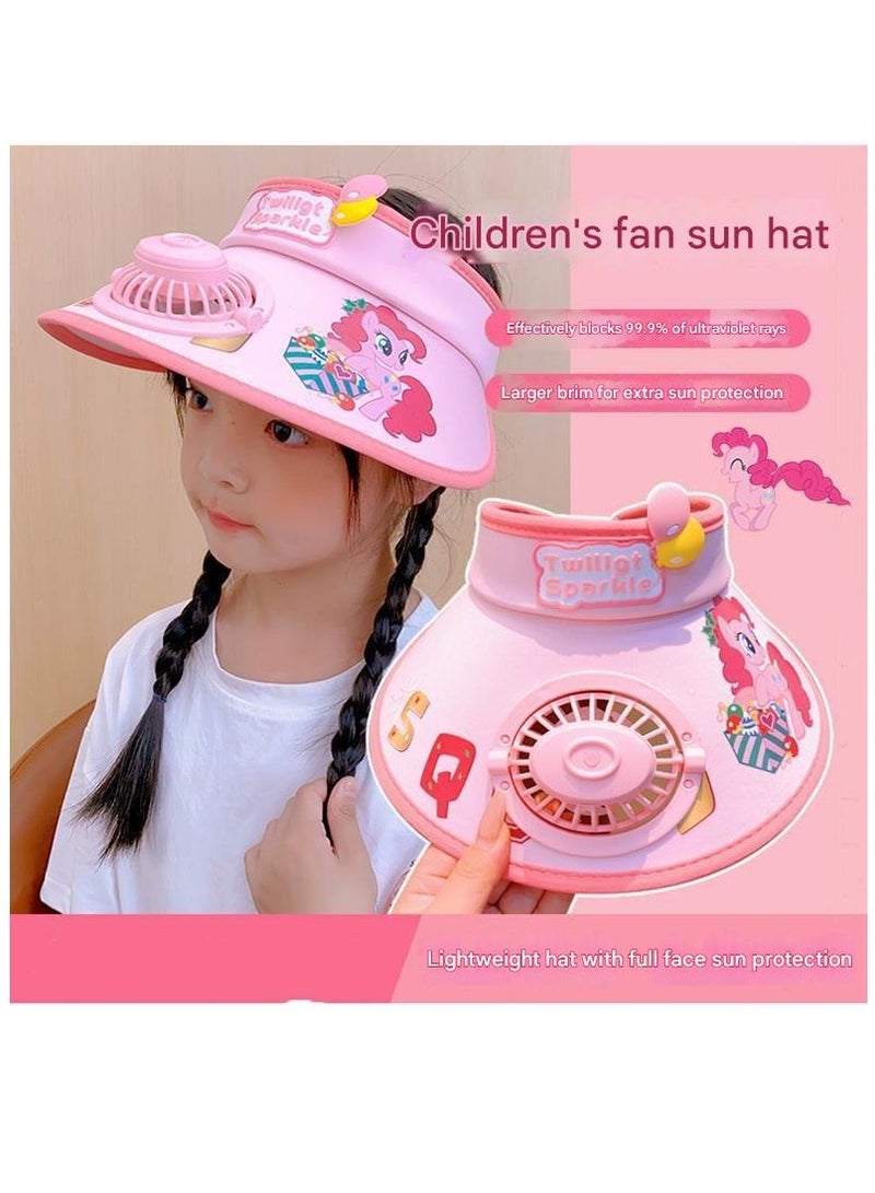 Generic Children's solar/USB rechargeable fan sun hat ,3-speed cooling and breathable open top design, suitable for the beach and outdoor play--blue - Image 3