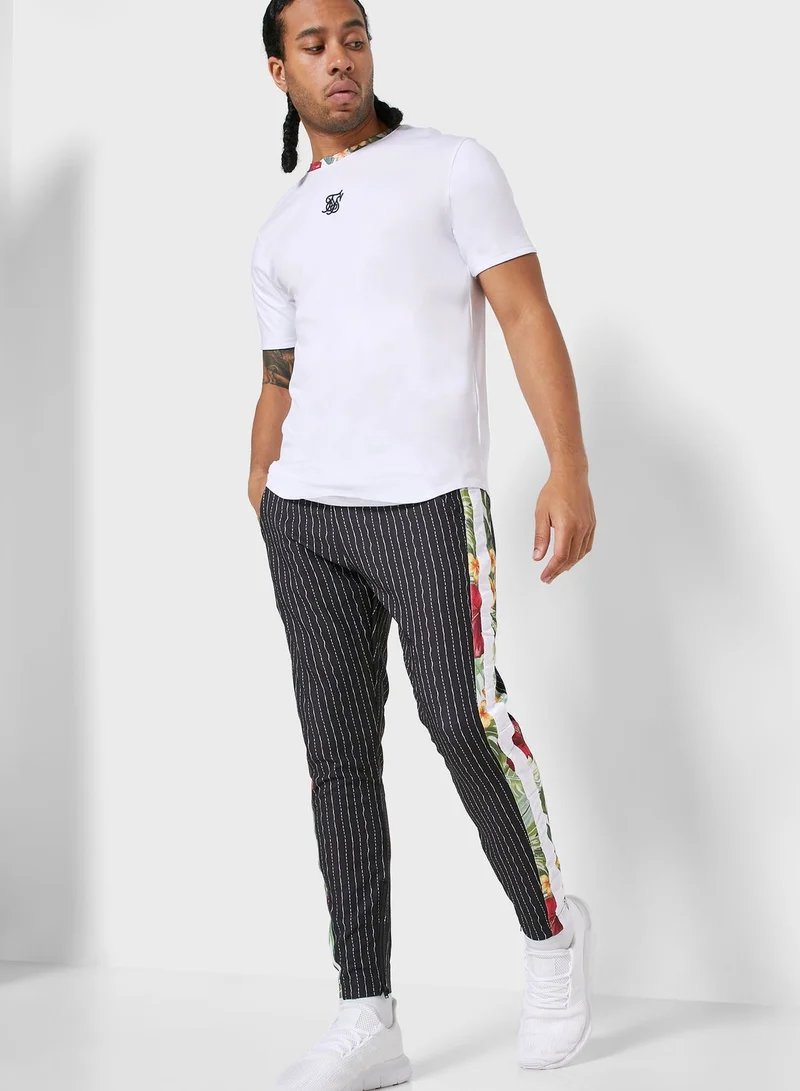SikSilk Curved Hem Roll Sleeve T-Shirt