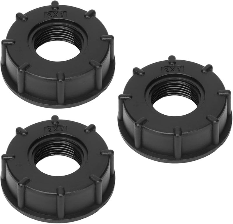 3 قطع من موصل IBC البلاستيكي بقطر داخلي 60 مم مع محول خرطوم بفتحة G1 ذات خيوط خشنة - Image 1