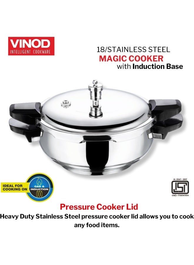 VINOD 3.5Liters Magic Stainless Steel Smart 3 in 1 Pressure Cooker 3.5 Litre | 5mm Thick Base | All in One Cooker with Strainer & Glass Lid | Induction and Gas Base | ISI certified silver - Image 5