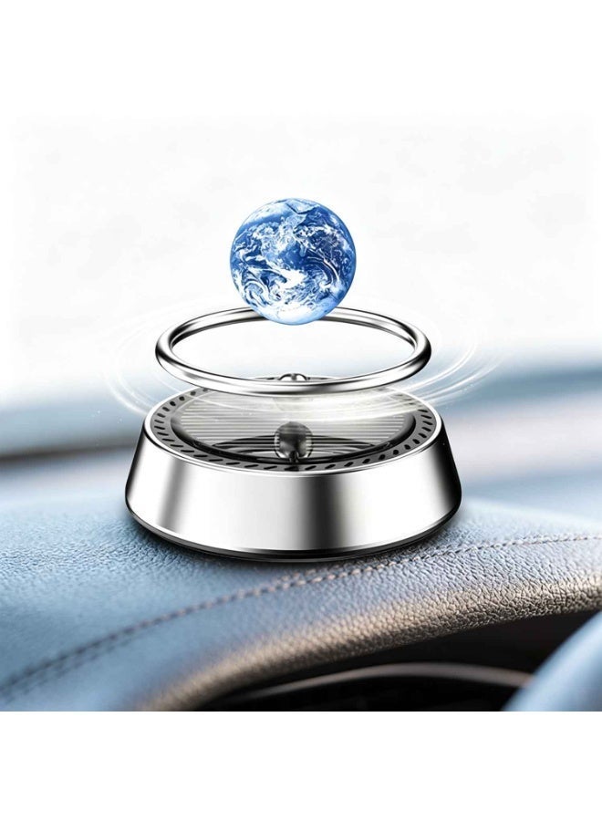 Solar Rotating Car Air Freshener,Solar Floating Earth Stocking,Car Perfume Aromatherapy Diffuser,Complimentary Essential Oil,Car Interior Decoration,Accessories Car Office Home Ornament Nice Gift (Earth) - Image 1